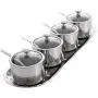 Ensemble de Pots en Inox pour Condiments, 3 avec Cuillères et Couvercle en Verre Transparent, Jeu de Pots de Conserve pour Épices avec Support, pour Rangement Cuisine Ensemble de Pots en Inox pour Condiments, 3 avec Cuillères et Couvercle en Verre Transparent, Jeu de Pots de Conserve pour Épices avec Support, pour Rangement Cuisine