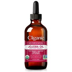 Cliganic USDA Organic Jojoba Oil, 100% Pure (4oz Large) | Natural Cold Pressed Unrefined Hexane Free Oil for Hair & Face | Base Carrier Oil | Cliganic 90 Days Warranty