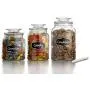 Set of 3 Round Clear Apothecary Glass Canister Jars with Chalkboard with Tight Lids for Kitchen or Bathroom ~ Food,cookie,cracker, Storage Containers