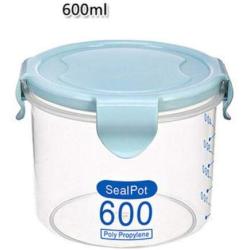 FidgetKute Airtight Clear Plastic Kitchen Food Storage Container Seal Jar Cereal Cake Box Light Blue 600ml