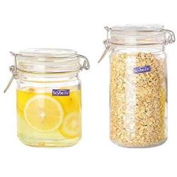 Yl Ly Glass Sealed Bottle Glass Bottle Storage Jar Honey Jar Candy Bottle Dried Fruit Storage Tank 2 Sets 800Ml 1200Ml 2100Ml800Ml+1200Ml (With Scale)