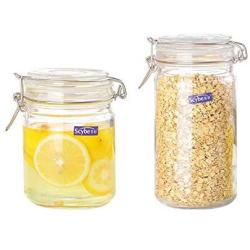 Yl Ly Glass Sealed Bottle Glass Bottle Storage Jar Honey Jar Candy Bottle Dried Fruit Storage Tank 2 Sets 800Ml 1200Ml 2100Ml800Ml2 (With Scale)