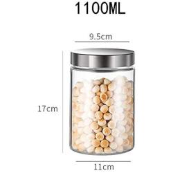 Sealed jar Glass With lid Household Glass Jars/Storage jar Assorted collection of airtight vintage dry food Containers 1100ml（1.1L） (Size : 1100ml1)