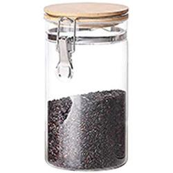 lzndeal Storage Jar Glass Storage Jar with Airtight Seal Bamboo Lid Snap-Fit Glass Canister