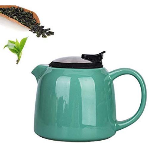 Ceramic Teapot coffee pot 800ML Large capacity,Stainless steel filter,kettle Water storage jar the Chinese tea culture Green Jasmine Flowers Black Tea Coffee milk,living room,tea lovers,Green