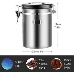 Stainless Steel Airtight Sealed Canister With Spoon Coffee Flour Sugar Container Holder Can Storage Bottles Jars For Coffee Bean,12.8X12.8X15Cm A