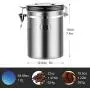 Stainless Steel Airtight Sealed Canister With Spoon Coffee Flour Sugar Container Holder Can Storage Bottles Jars For Coffee Bean,12.8X12.8X15Cm A Stainless Steel Airtight Sealed Canister With Spoon Coffee Flour Sugar Container Holder Can Storage Bottles Jars For Coffee Bean,12.8X12.8X15Cm A