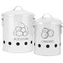 G.a HOMEFAVOR Set of 2 Antique Cream Vintage Potato Onion Kitchen Storage Canisters Jars Pots Containers 2 Pack Set, Potatoe, Onion Bin Caddy, With Aerating Tin Storage Holes & Metal Lid