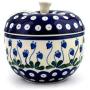 Polish Pottery 4?-inch Apple Shaped Jar made by Ceramika Artystyczna (Bleeding Heart Peacock Theme) + Certificate of Authenticity