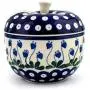 Polish Pottery 4?-inch Apple Shaped Jar made by Ceramika Artystyczna (Bleeding Heart Peacock Theme) + Certificate of Authenticity