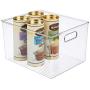 mDesign Plastic Storage Organizer Container Bins Holders with Handles - for Kitchen, Pantry, Cabinet, Fridge/Freezer - Large for Organizing Snacks, Produce, Vegetables, Pasta Food, 8 Pack - Clear
