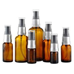 2PCS Upscale Amber Glass Refillable Pump Press Lotion Bottles Container Jars Pot For Makeup Foundations Cosmetic Skin Care Cream Emulsion Essential Oils(100ml / 3.4oz)