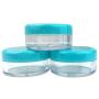 (Quantity: 200 Pieces) Beauticom 5G/5ML Round Clear Jars with TEAL Sky Blue Lids for Scrubs, Oils, Toner, Salves, Creams, Lotions, Makeup Samples, Lip Balms - BPA Free