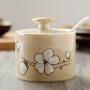 Cold Rain Ceramic Seasoning Jar Kitchen Storage Tank Seasoning Can Sugar Bowl With Spoon MSG Spice Storage Box Salt Shaker A 265,10