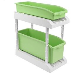 Storage Box, PP Kitchen Double Layer Spices Rack Seasoning Holder Storage Box for Kitchen Utensil Seasoning Jars(Green)