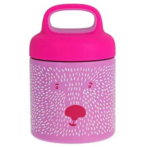 Reduziertes Edelstahl-Vakuumisolations-Food-Behälter mit Tragegriff, 280ml (10oz), Furry Friends Design, Pink Bär? Ideal für heiße oder kalte Speisen, passt in die meisten Lunchboxen, BPA-frei & Dampfsicher