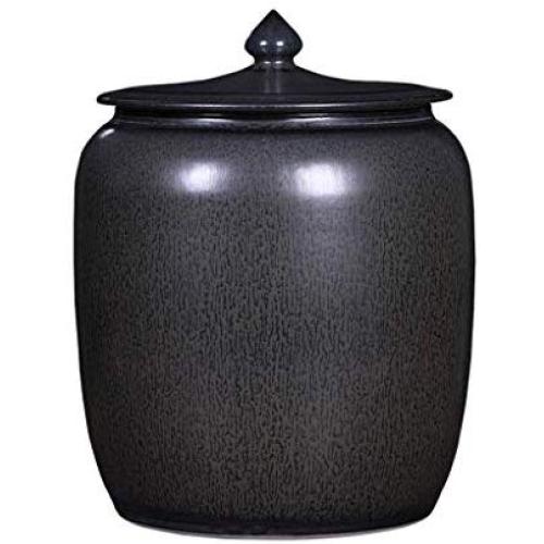 Ceramic Pottery Cereal Containers Canister Cookie Jar With Lids, Airtight Food Storage Containers Bins Large For Kitchen Pantry Organization Flour Rice Candy Bulk, 10L, 15L, Black (Size : 10L)