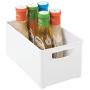 mDesign Plastic Stackable Kitchen Pantry Cabinet, Refrigerator, Freezer Food Storage Bin with Handles, Lid - Organizer for Fruit, Yogurt, Snacks, Pasta - BPA Free, 10" Long, 8 Pack - White