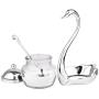 Moligh doll Aluminum alloy Condiment Pot Seasoning Container Spice Glass Jar Salt Sugar Bowl Pepper Coffee Storage Organizer Swan Rack Set Silver