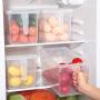HOMELUNY Pack of 4 Refrigerator Crisper Storage Box with Handle Food Kitchen Clear Storage Jars for Candy, Cookie, Rice, Sugar,Flour,Snacks Keeping Food Dry & Fresh