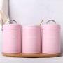 Serenable Food Storage Jar Set (3-Pack), Food Storage Jar with Airtight Seal Natural Bamboo Lid - Galvanized Iron Food Storage Canister for Tea, Coffee, Spice