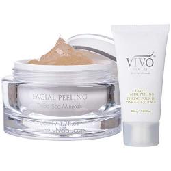 Vivo Per Lei Facial Peeling Gel - Contains Dead Sea Minerals and Nut Shell Powder - Gentle Face Exfoliator Scrub and Blackhead Remover - Peel Your Skin To a Fresher You - 1.7 Fl. Oz.