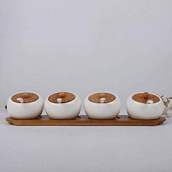 Kitchen seasoning box/Ceramic Condiment Storage Container with Pallet Salt jar Four-Piece Set