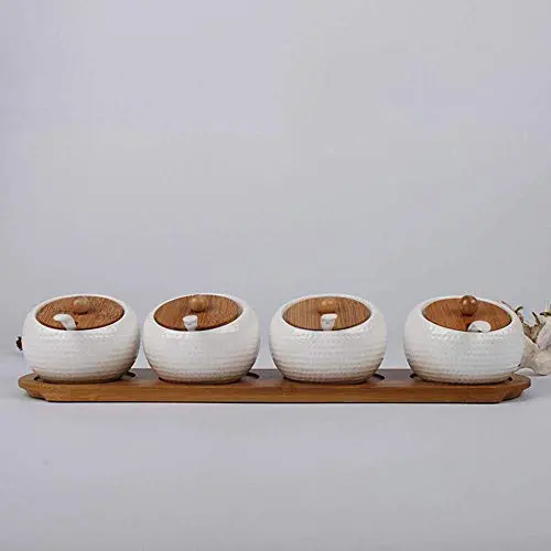 Kitchen seasoning box/Ceramic Condiment Storage Container with Pallet Salt jar Four-Piece Set Kitchen seasoning box/Ceramic Condiment Storage Container with Pallet Salt jar Four-Piece Set