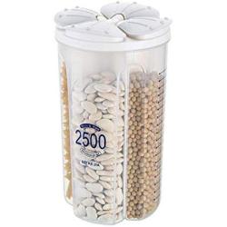 HOMELUNY Set of 4 Cereal Storage Container Jars Plastic Compartment Storage Jars Kitchen Food Airtight Storage Box for Candy, Cookie, Rice, Sugar,Flour,Snacks Keeping Food Dry & Fresh 4 gray