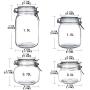 YEBODA Food Storage Canister Set Glass Jars with Clamp Airtight Lids and Silicone Gaskets for Multi-Purpose Kitchen Containers - Clear Square (4 Piece)