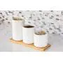 Ensemble de 3 Pots en Céramique Blanche avec Couvercles en Bambou Réel et Plateau Organisateur avec Joints Silicones Airtight, pour le Stockage des Aliments Secs, Idéal pour le Café, le Thé, le Sucre, les Épices, les Bonbons, la Farine Ensemble de 3 Pots en Céramique Blanche avec Couvercles en Bambou Réel et Plateau Organisateur avec Joints Silicones Airtight, pour le Stockage des Aliments Secs, Idéal pour le Café, le Thé, le Sucre, les Épices, les Bonbons, la Farine