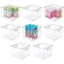 mDesign Plastic Food Storage Container Bin with Handles - for Kitchen, Pantry, Cabinet, Fridge/Freezer - Large Organizer for Snacks, Produce, Vegetables, Pasta - BPA Free, 10" Square, 8 Pack - Clear