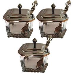 Flameer 3-Pack Food Storage Containers - Sugar, Flour Plastic Containers - Seasoning Jars With Spoons And Lids - Airtight And Leakproof