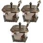 Flameer 3-Pack Food Storage Containers - Sugar, Flour Plastic Containers - Seasoning Jars With Spoons And Lids - Airtight And Leakproof