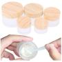 Xunlin 1/5Pc New 5g 10g 15g 30g 50g Frost Glass Bottle Plastic Bamboo Lid Glass Jar Empty Bottle Cream Jar Cosmetic Packaging Container (Color : Dark Khaki)