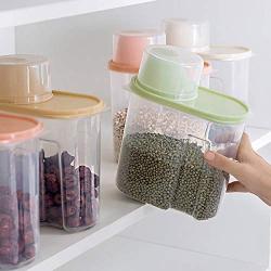 PP Food Storage Box Plastic Clear Container Set with Pour Lids Kitchen Storage Bottles Jars Dried Grains Tank 1.9L 2.5L H1211,Small one piece