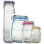 20 Pcs 4 Sizes Mason Jar Zipper Bags Stand Up Alone Reusable Ziplock Snack Pouches Jar Pattern Zipper Airtight Seal Bags Eco-Friendly Moisture-Proof Food Storage Bags for Travel