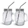 Mason Jar Mugs with Handle, Regular Mouth Colorful Lids with 2 Reusable Stainless Steel Straw, Set of 2 (Silver), Kitchen GLASS 16 oz Jars,''Refreshing Ice Cold Drink'' & Dishwasher Safe Mason Jar Mugs with Handle, Regular Mouth Colorful Lids with 2 Reusable Stainless Steel Straw, Set of 2 (Silver), Kitchen GLASS 16 oz Jars,''Refreshing Ice Cold Drink'' & Dishwasher Safe