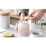 Marble pink Food Storage Canister, Ceramic Food Storage Jar with Airtight Seal Bamboo Lid - - Modern Design marble Ceramic Food Storage Canister for Serving Tea, Coffee, Spice and More 13.5OZ(400ML)