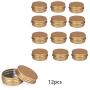 Threeflower 12Pcs 15Ml Gold Aluminum Case Makeup Storage Balm Silver Metal Jar Can Tin for Ointment Hand Cream Storage Containers Wax Boxes,Yellow