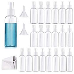 Auelife Spray Bottles 30ml/1oz 20 PCS Small Refillable Liquid Clear Empty Mist Containers Plastic Mini Travel Bottle with 2PCS Funnels