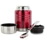 Insulated Food Thermos & Meal Container with Collapsible Spoon (16 oz.) Stainless-Steel Food Jar Hot and Cold Storage | Soup, Coffee, Water, Liquids | Airtight, Leakproof Seal,Red