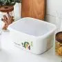 Kitchen Food Storage Jar Airtight Food Storage Storage Crisper Oversized Enamel with Lid Thicken Square Refrigerator Sealed Storage Bowl