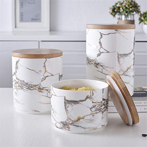 | Storage Bottles & Jars | Chic Marble Pattern Storage Bottle Jar with Wood Cover Superior Minimalist Elegant Luxury Salt Sugar Storage Jar Home Organizer | by HUDITOOLS | 1 PCs
