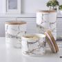 | Storage Bottles & Jars | Chic Marble Pattern Storage Bottle Jar with Wood Cover Superior Minimalist Elegant Luxury Salt Sugar Storage Jar Home Organizer | by HUDITOOLS | 1 PCs