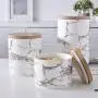 Schlichte Marmor-Aufbewahrungsgläser mit Holzdeckel – Elegantes Salz- und Zucker-Aufbewahrungstiegel für den Home Organizer | von HUDITOOLS | 1 Stück