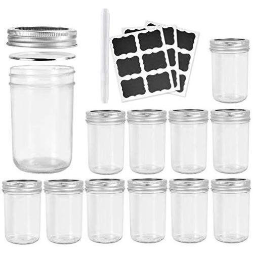 Betrome Wide Mouth Mason Jars 10 OZ, Glass Canning Jars with Airtight Lids and Bands for Salad,Jam,Honey,Food,Spice and More(12 Pack)