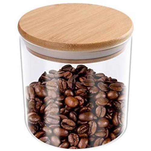 Toosell Food Storage Jar 18.6 FL (550ML) Glass With Airtight Bamboo Lid Clear Container For Serving Chocolate, Coffee, Flour, Candy And More