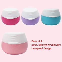 VECH Travel Accessories Containers Sets, Silicone Cream Jars for Toiletries Sealed Lids Bottle Cosmetic/Formula Containers for Face Hand Body Cream 20ml (4 Pieces)