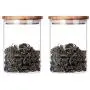 2 Piece Clear Glass Canister Food Storage Jar With Airtight Wood Lids Air Tight Storage Containers for Coffee Bean Loose Leaf Tea Containers Sugar Cookies Dry Fruit Nuts Candy Jars size 250ML/8.5oz